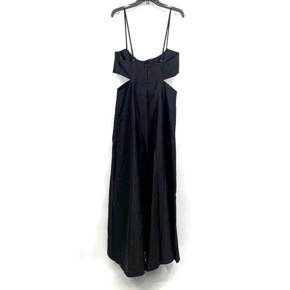 Alfred Sung Gown Dress Black Satin Maxi Cut Out Sleeveless Slit D840 - Picture 10 of 15